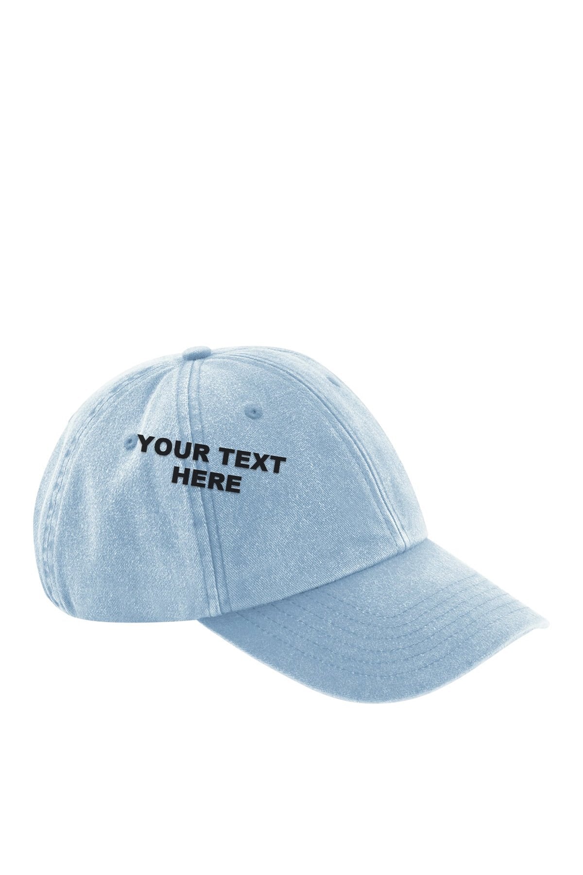Stitch Your Own Cap in Light Blue with your text on the front
