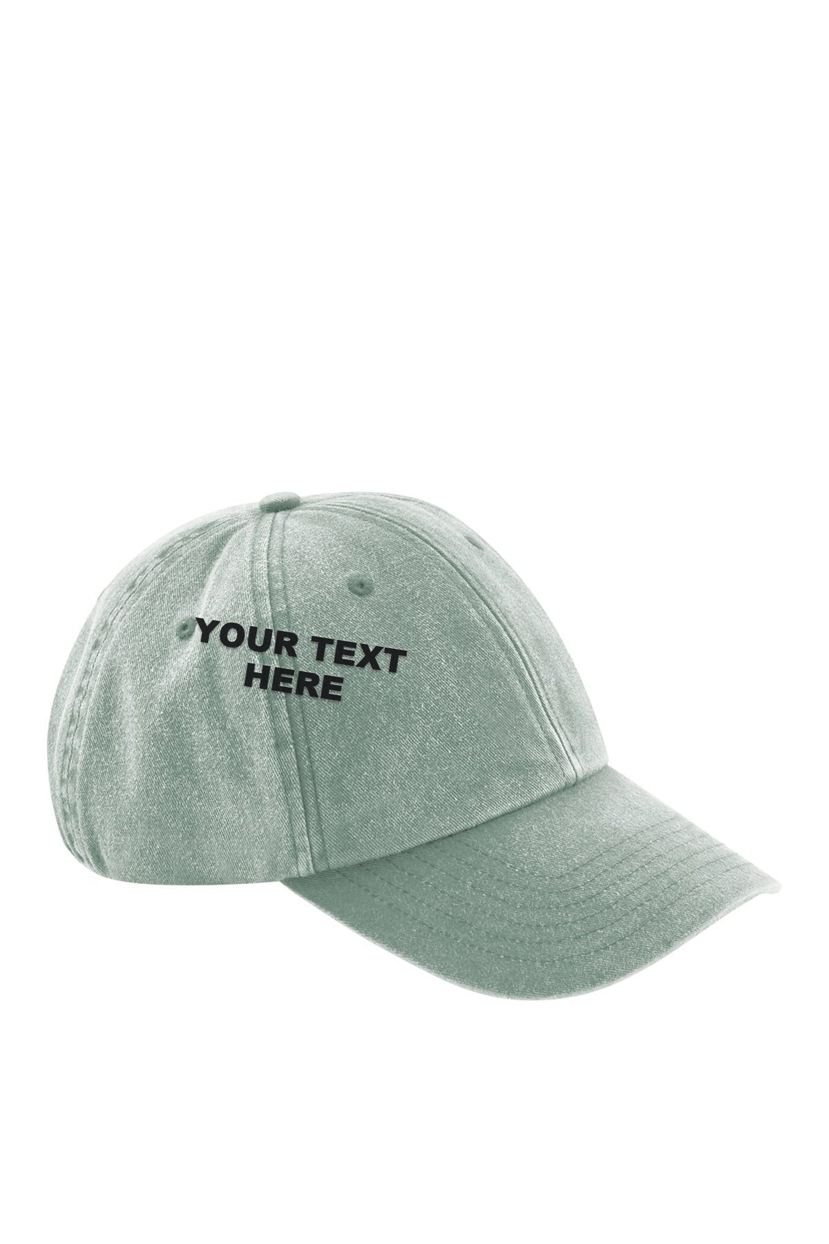 Stitch Your Own Cap in Sage Green with your text on the front