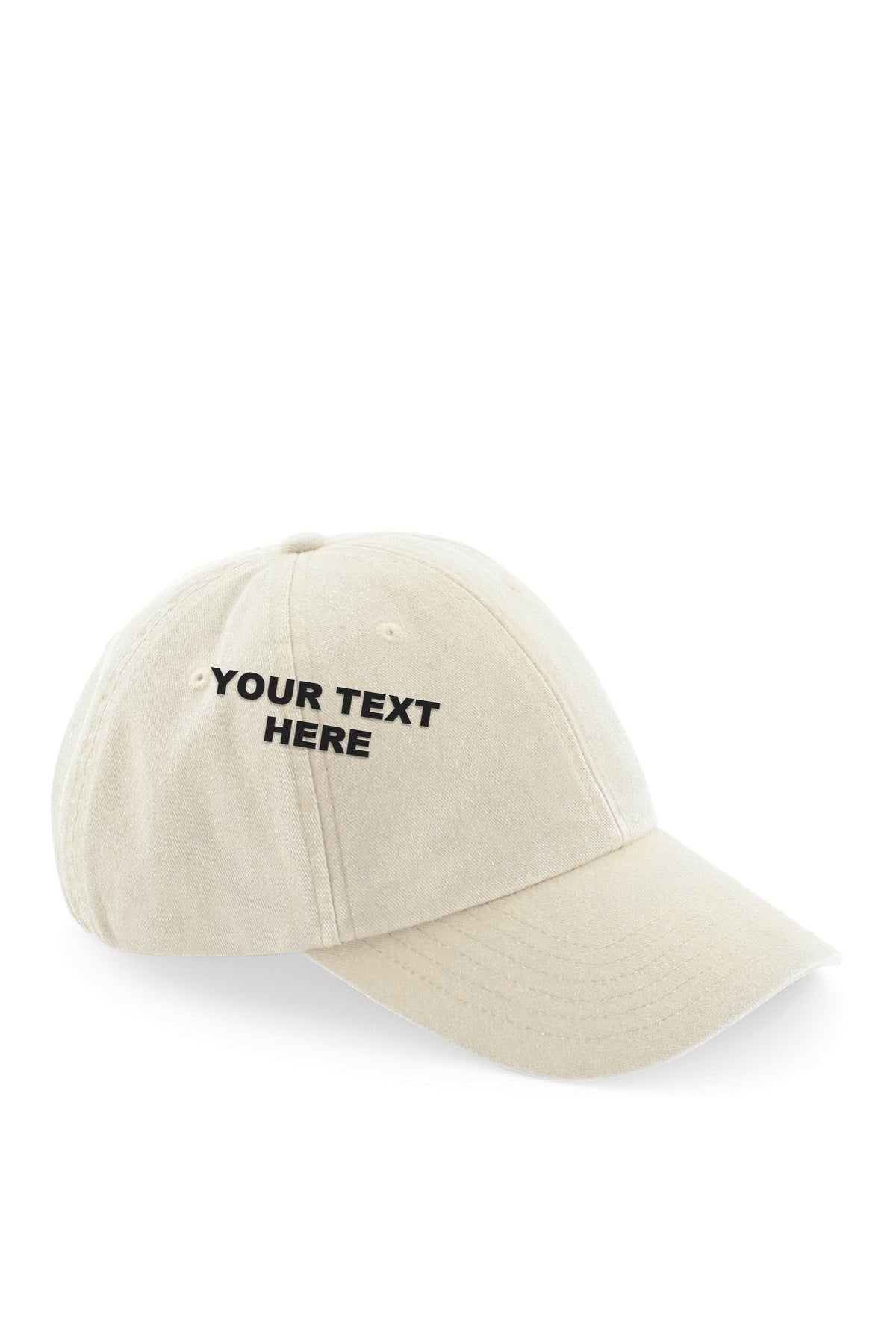 Stitch Your Own Cap in Sand with your text on the front